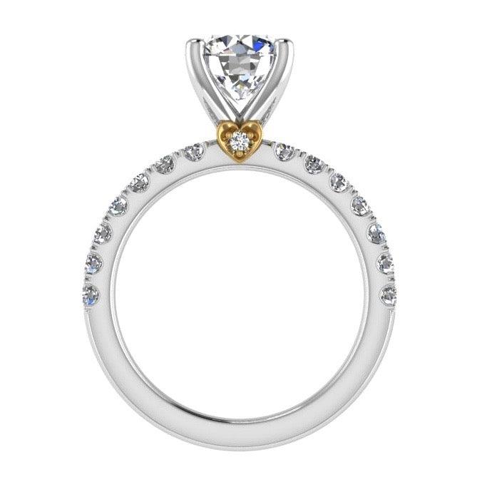 Round Diamond Engagement Ring with Heart Basket 18K Gold - Thenetjeweler