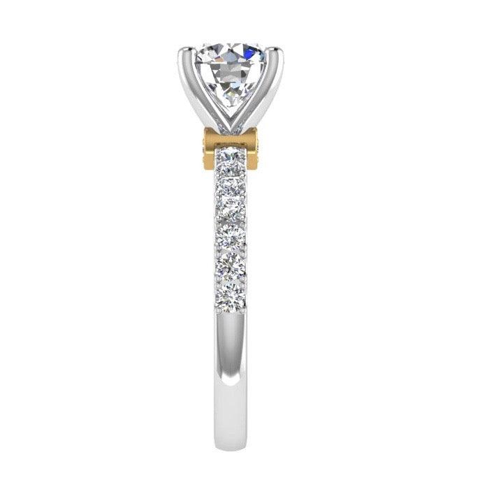 Round Diamond Engagement Ring with Heart Basket 18K Gold - Thenetjeweler