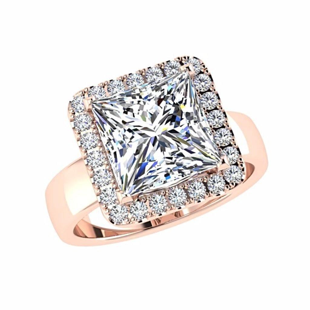Princess Halo Diamond Engagement Ring 18K Gold - Thenetjeweler