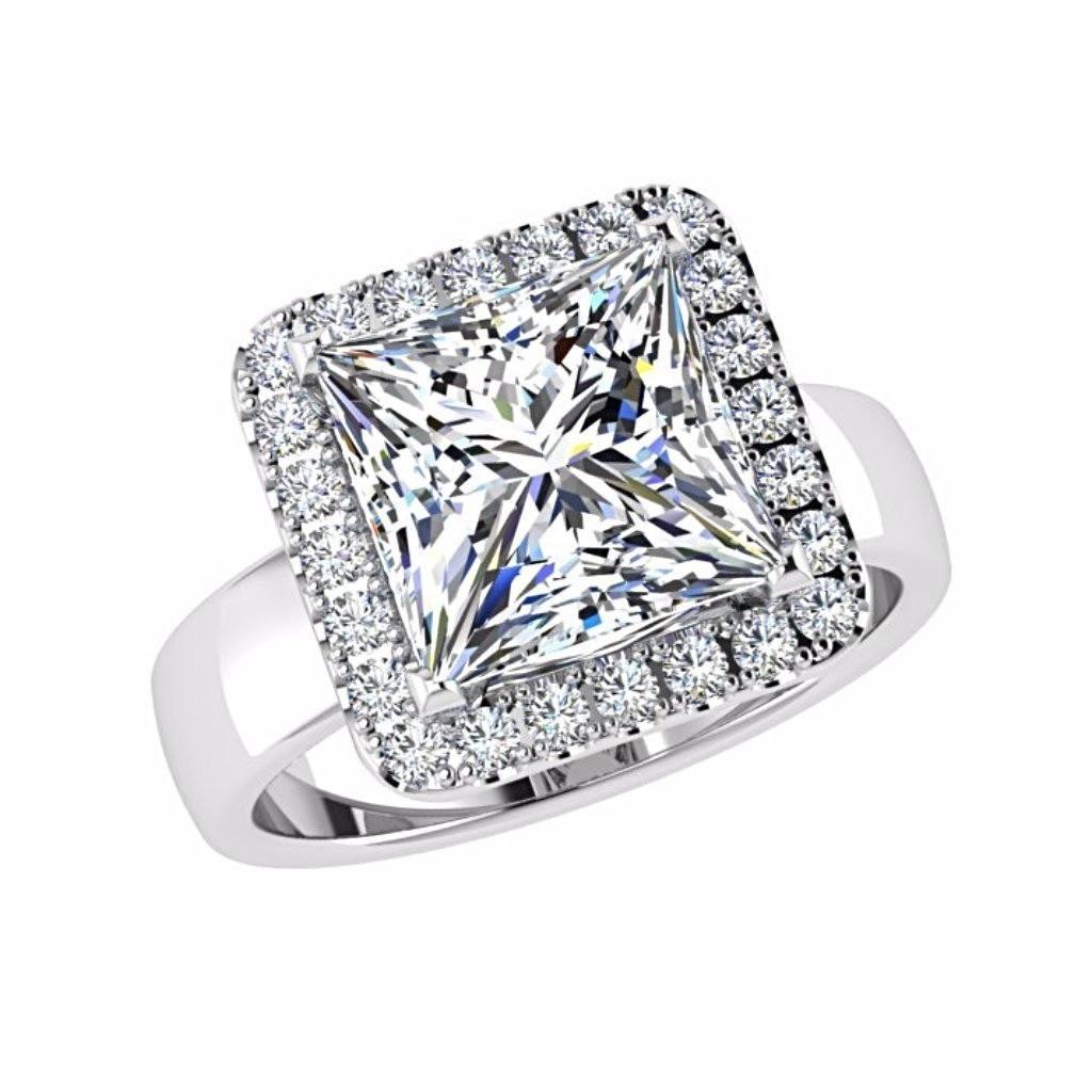 Princess Halo Diamond Engagement Ring 18K Gold - Thenetjeweler