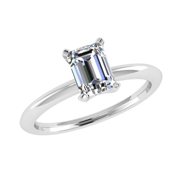 Emerald Cut Solitaire Diamond Ring - Thenetjeweler