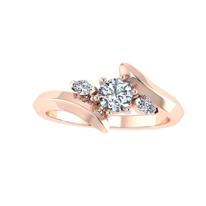 Three Stone Engagement Ring 18K Rose Gold - Thenetjeweler