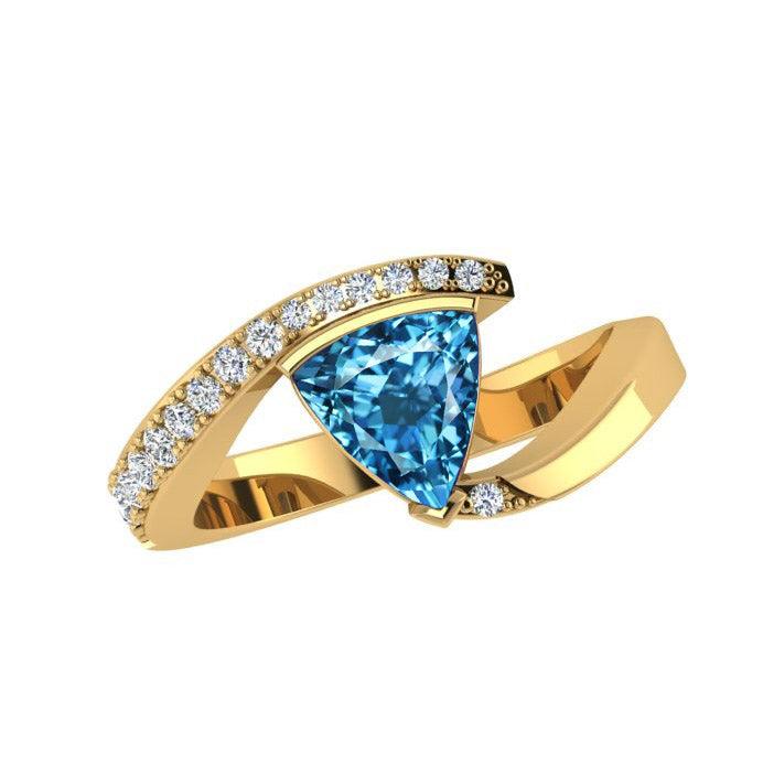 Trillion Cut Gemstone and Diamond Ring 14K Gold - Thenetjeweler
