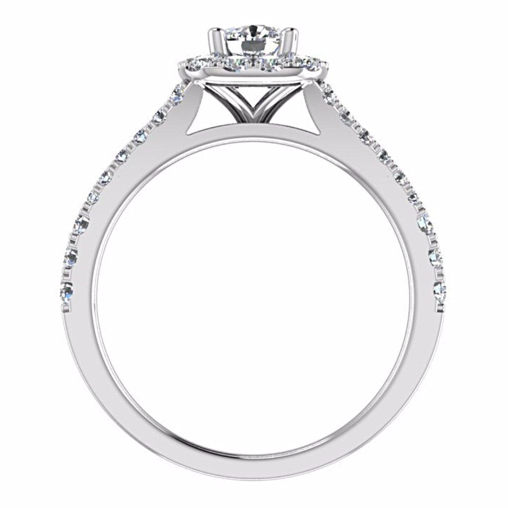 Cushion Diamond Halo Engagement Ring Split Shank Side Stone 18K Gold Setting - Thenetjeweler