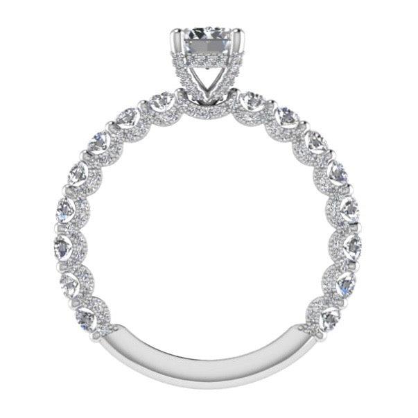 Emerald Cut Diamond Engagement Ring with Side Stones 18K Gold - Thenetjeweler