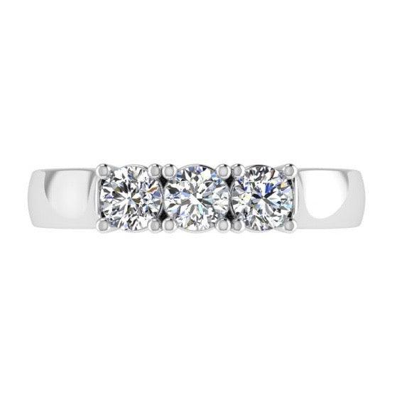 Round Three Stone Diamond Engagement Ring 18K Gold (0.90 ct.t.w). - Thenetjeweler