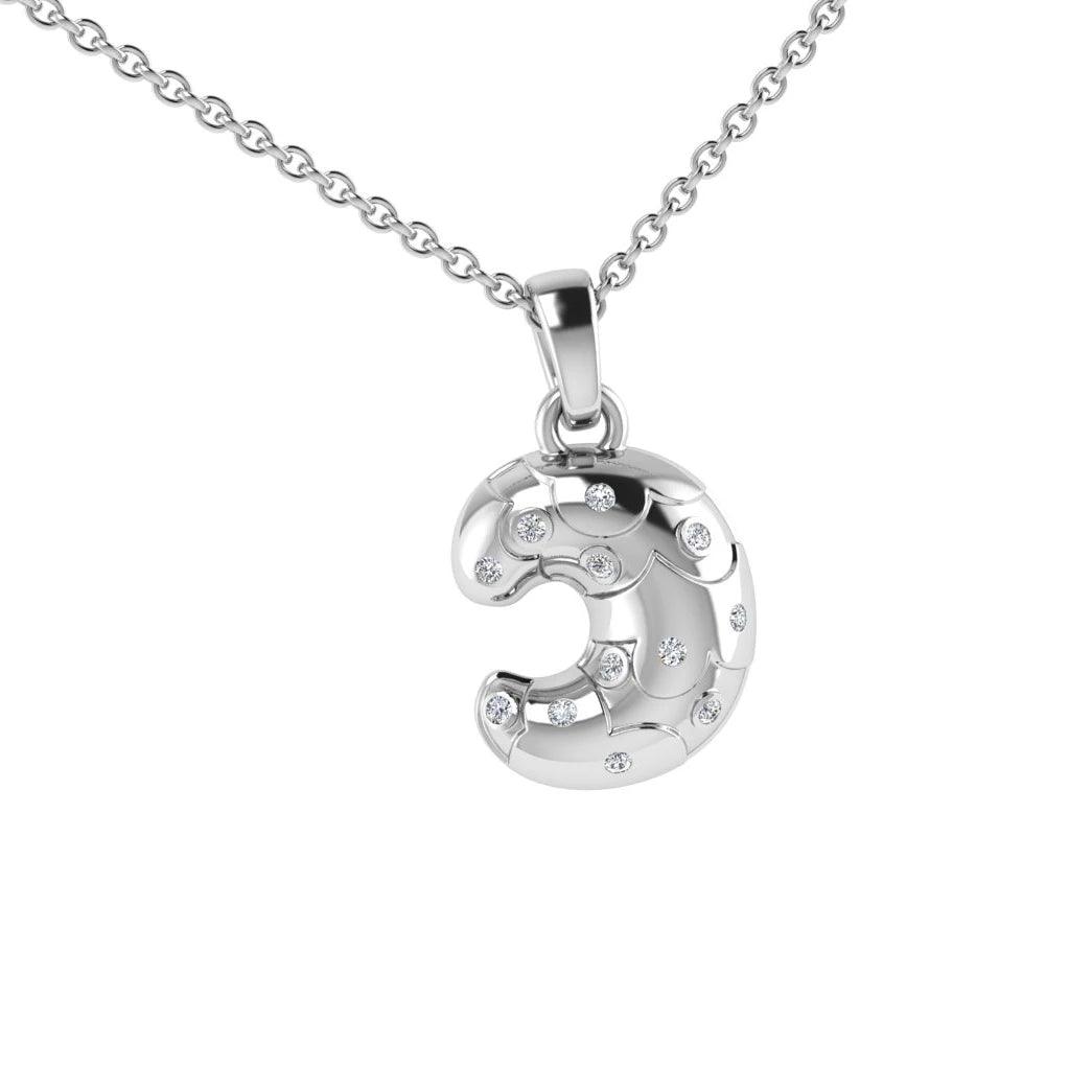 Croissant Dangling Pendant Gold with Diamonds - Thenetjeweler