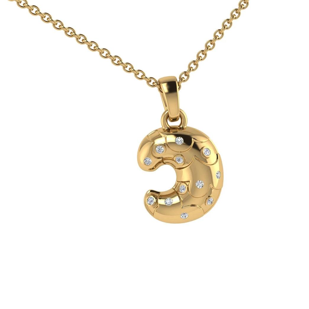 Croissant Dangling Pendant Gold with Diamonds - Thenetjeweler