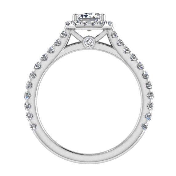 Emerald Cut Diamond Halo Engagement Ring 18K Gold 0.52cts - Thenetjeweler