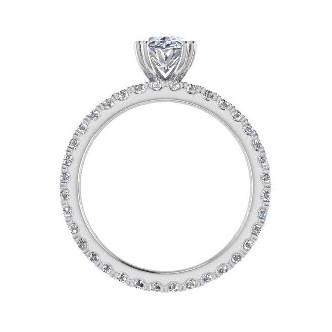 Oval Diamond Engagement Ring and Eternity Band Set 18K Gold - Thenetjeweler