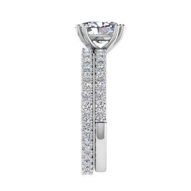 Oval Diamond Engagement Ring and Eternity Band Set 18K Gold - Thenetjeweler