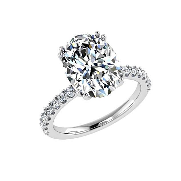 Oval Diamond Double Prong Engagement Ring 18K White Gold 0.28 ct wt - Thenetjeweler