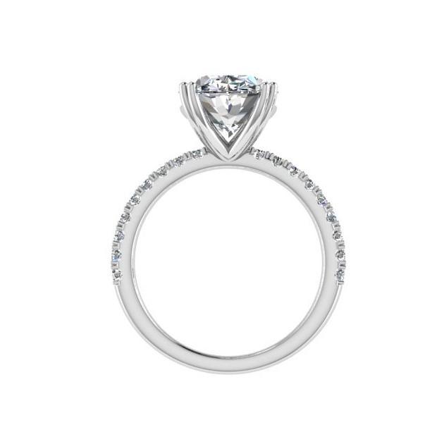Oval Diamond Double Prong Engagement Ring 18K White Gold 0.28 ct wt - Thenetjeweler