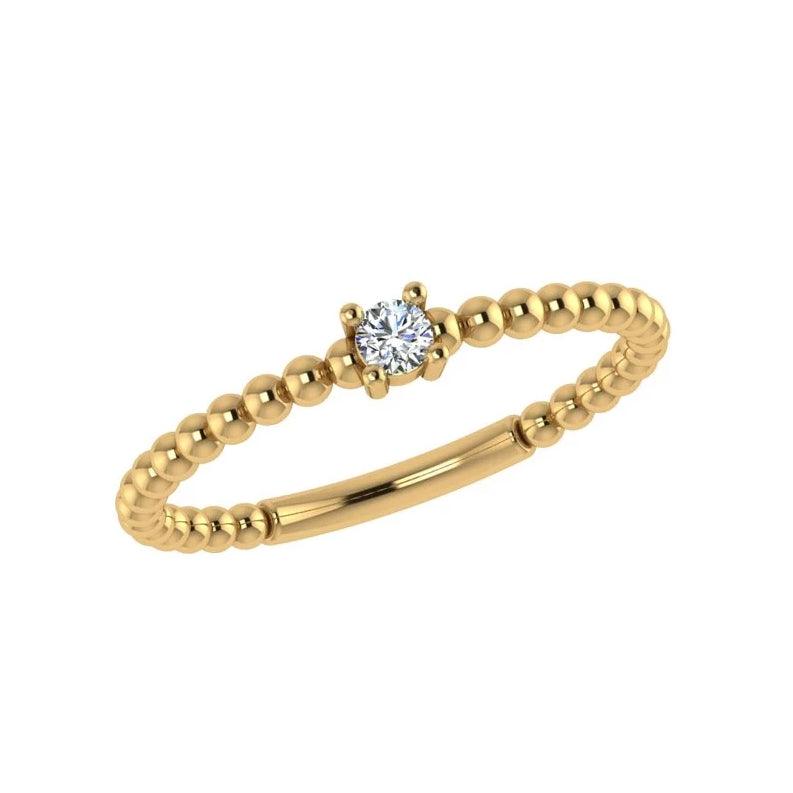 Diamond Beaded Ring 14k Gold - Thenetjeweler
