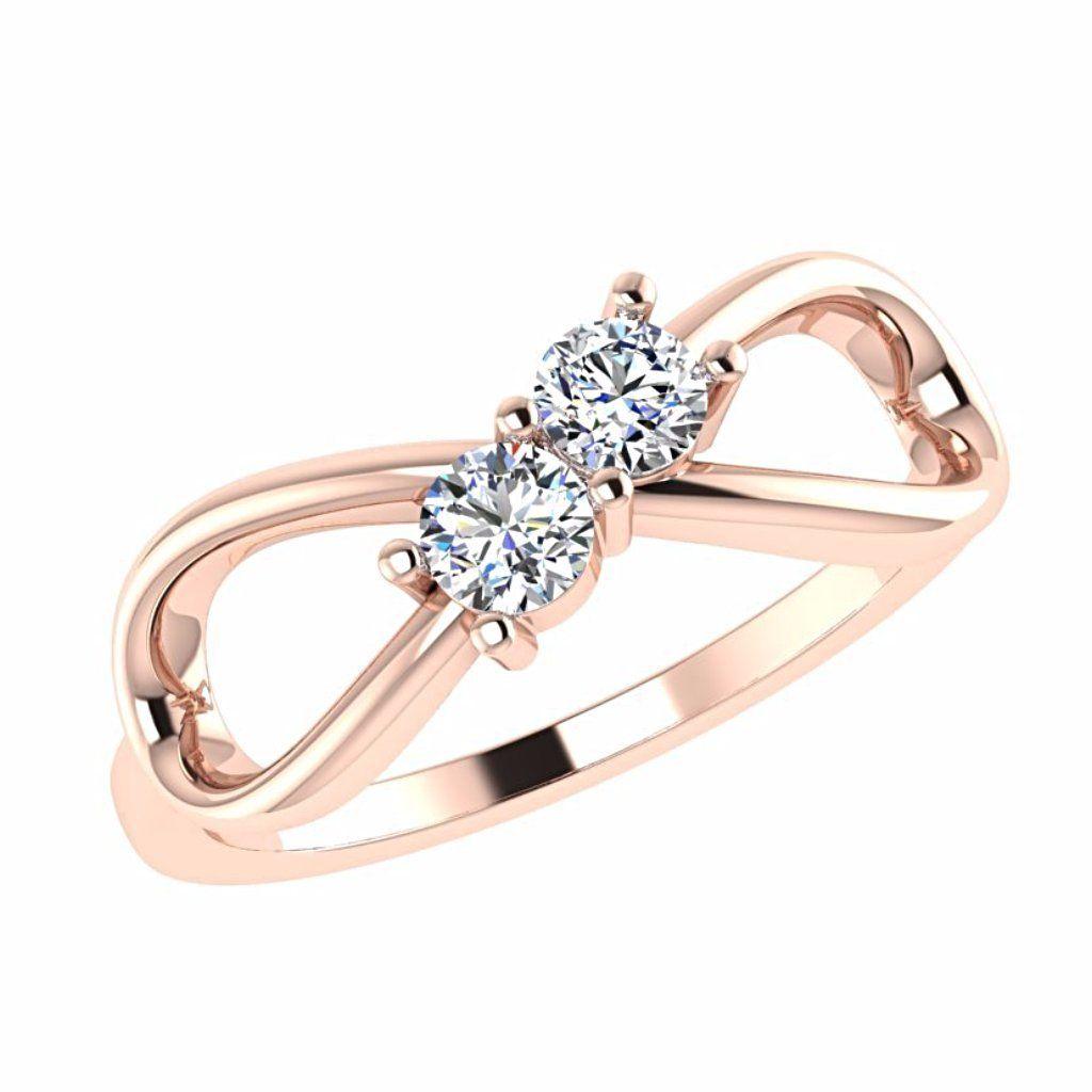 Diamond Infinity 2 Stone Ring 14K Gold - Thenetjeweler