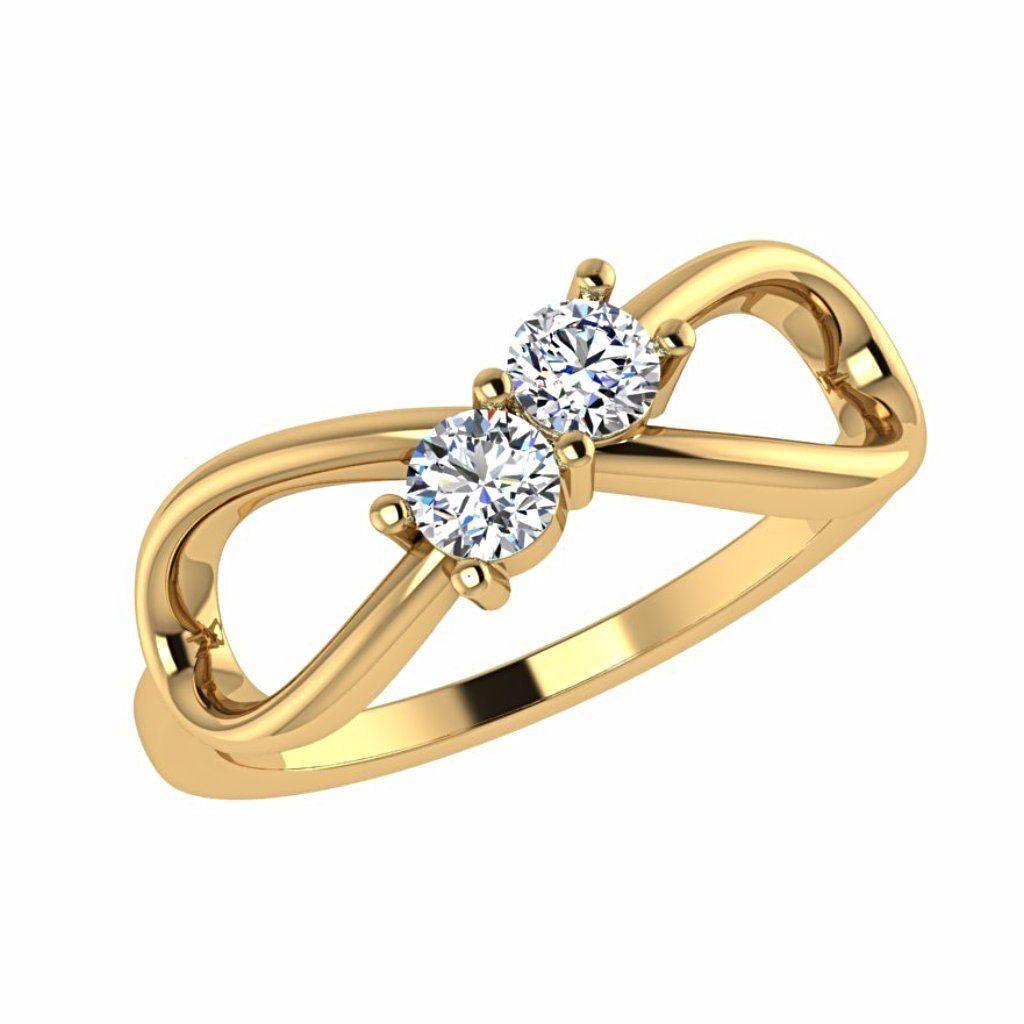 Diamond Infinity 2 Stone Ring 14K Gold - Thenetjeweler