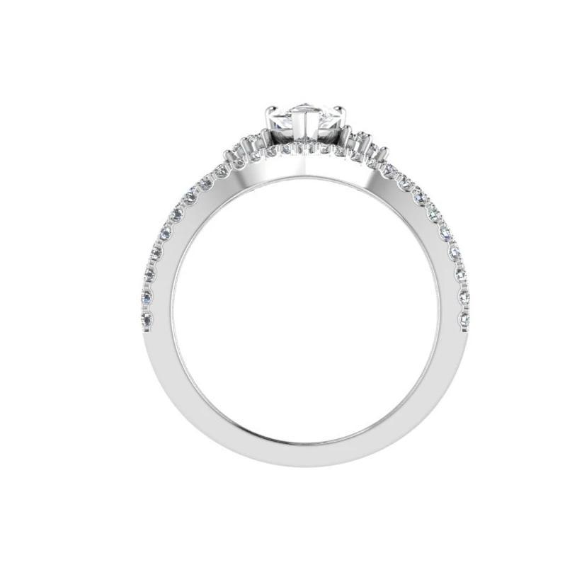 Pear cut Diamond Ring and V Shaped Diamond Band Bridal Set - Thenetjeweler