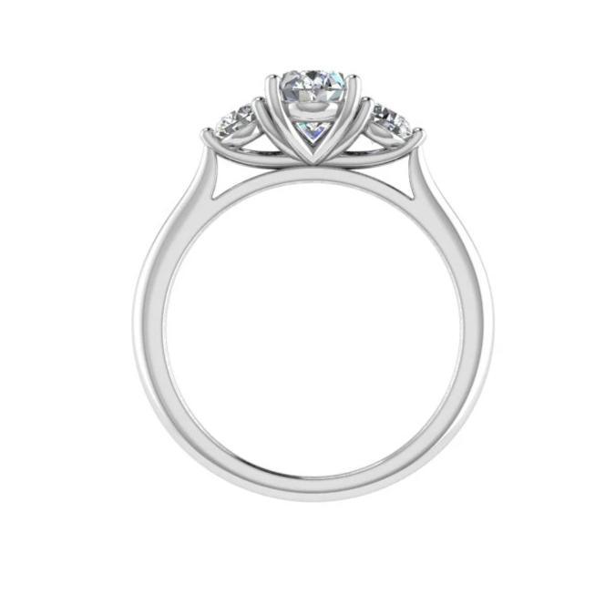 Three Stone Oval Diamond Engagement Ring - Thenetjeweler