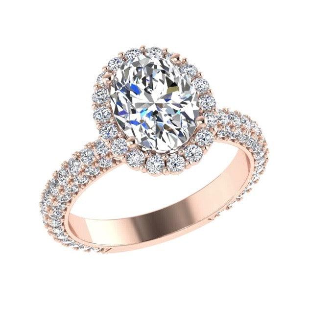 Oval cut halo diamond engagement ring 18K Gold (1.19 ct. tw) - Thenetjeweler