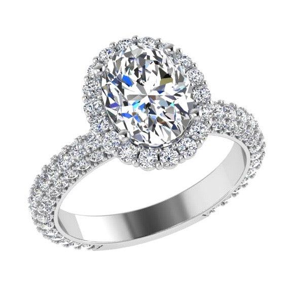 Oval cut halo diamond engagement ring 18K Gold (1.19 ct. tw) - Thenetjeweler