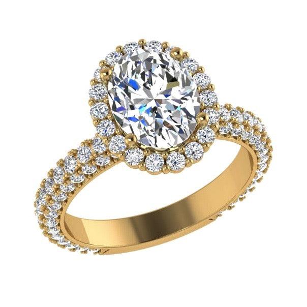 Oval cut halo diamond engagement ring 18K Gold (1.19 ct. tw) - Thenetjeweler