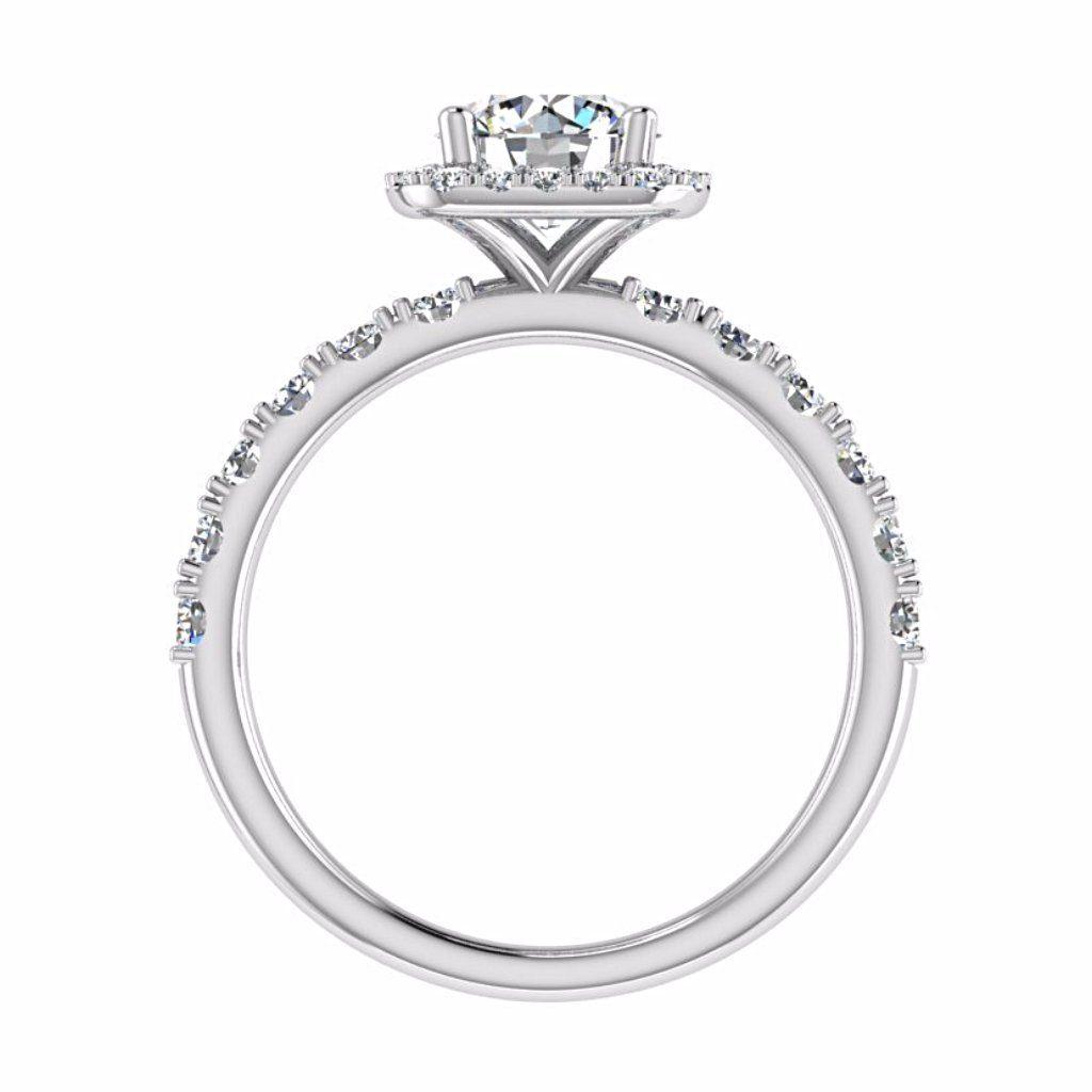 Cushion Halo Round Cut Diamond Engagement Ring 18K Gold - Thenetjeweler