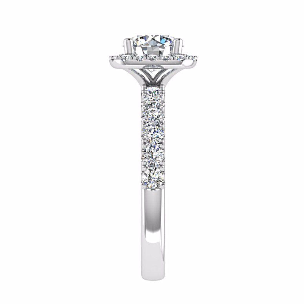 Cushion Halo Round Cut Diamond Engagement Ring 18K Gold - Thenetjeweler
