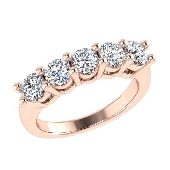 5 Diamond Semi Eternity Ring 18K Gold (1.25 ct.tw) - Thenetjeweler