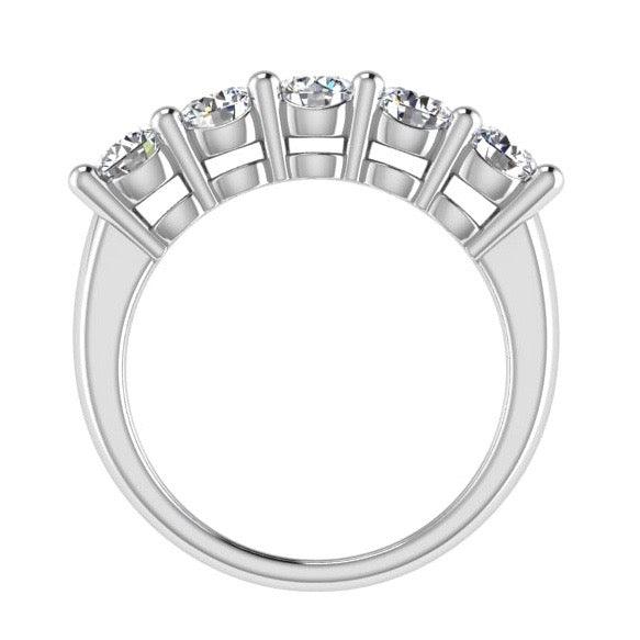 5 Diamond Semi Eternity Ring 18K Gold (1.25 ct.tw) - Thenetjeweler