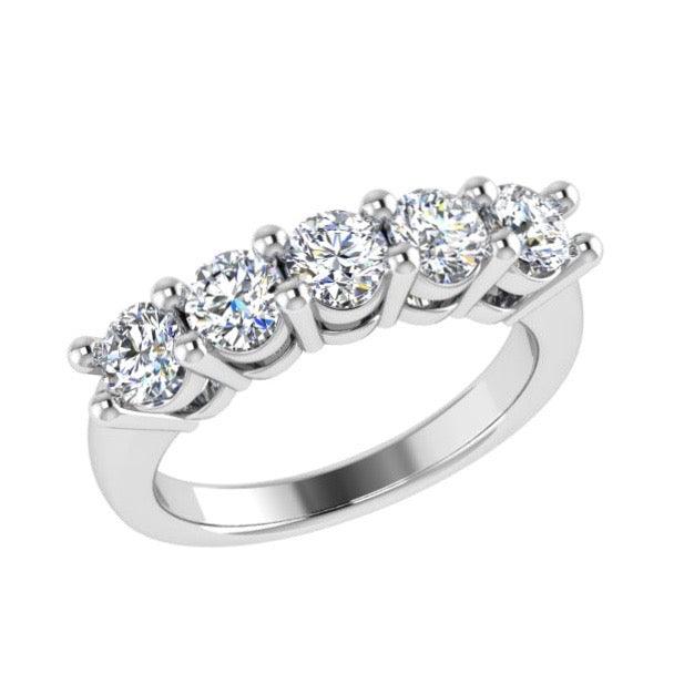 5 Diamond Semi Eternity Ring 18K Gold (1.25 ct.tw) - Thenetjeweler