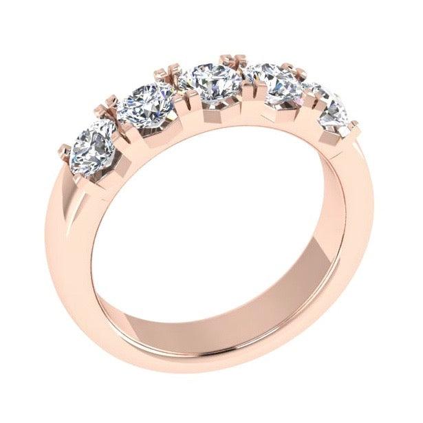Round Five Stone Diamond Engagement Ring 18K Gold - Thenetjeweler