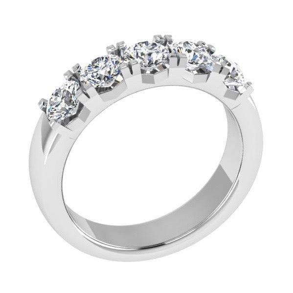 Round Five Stone Diamond Engagement Ring 18K Gold - Thenetjeweler