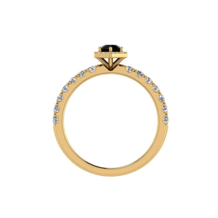 Hexagon Halo Black Diamond Ring - Thenetjeweler