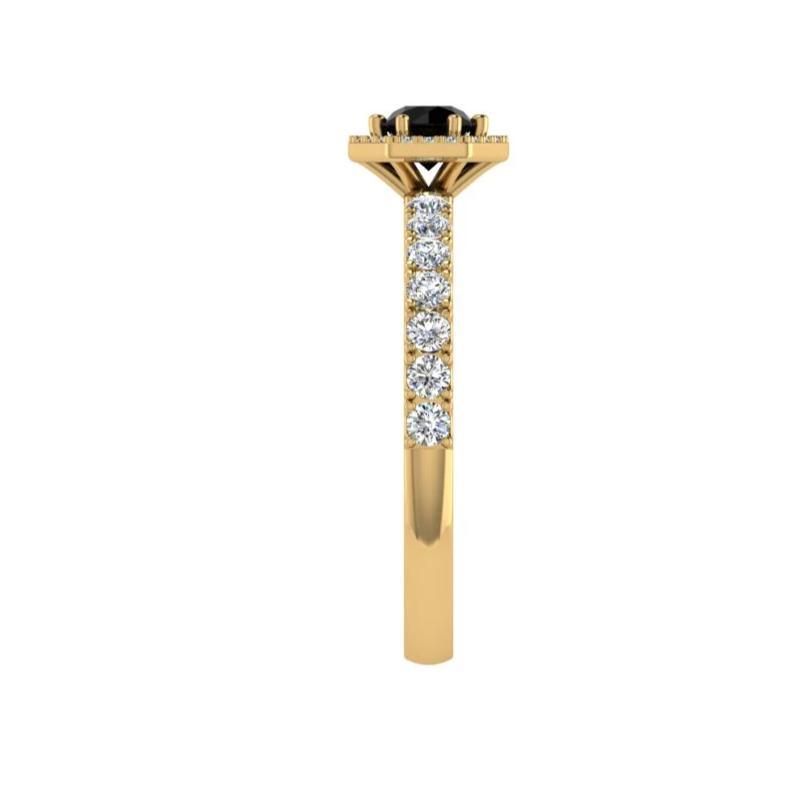 Hexagon Halo Black Diamond Ring - Thenetjeweler