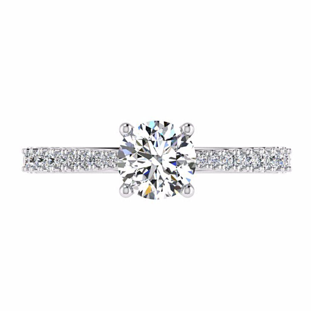 Round Diamond Side Stone Engagement Ring 18K Gold - Thenetjeweler