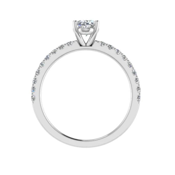 Oval Diamond Engagement Ring with Side Stones 0.26cts - Thenetjeweler