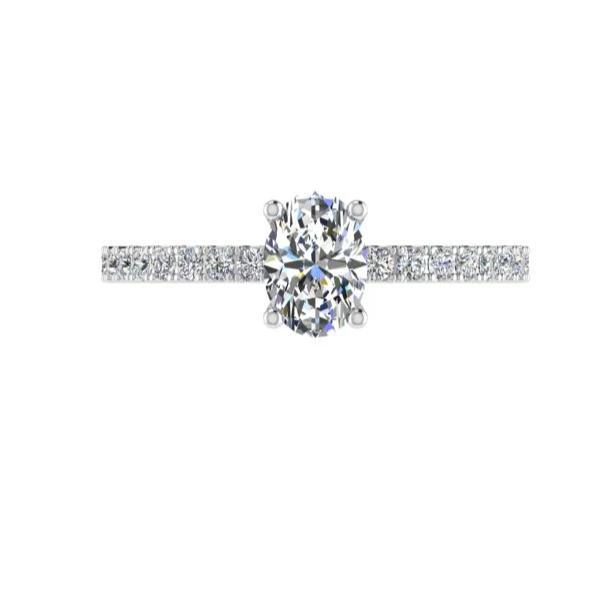 Oval Diamond Engagement Ring with Side Stones 0.26cts - Thenetjeweler