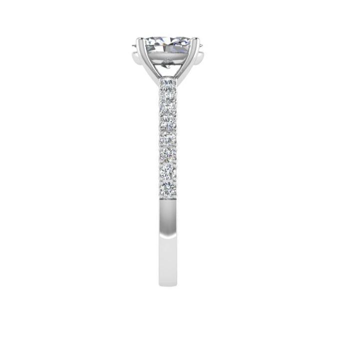 Oval Diamond Engagement Ring with Side Stones 0.26cts - Thenetjeweler