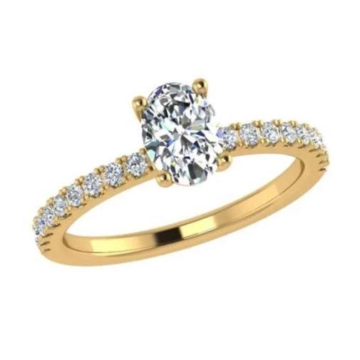 Oval Diamond Engagement Ring with Side Stones 0.26cts - Thenetjeweler
