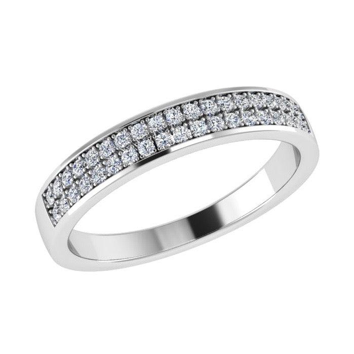 Double Row Diamond Semi Eternity Ring 18K Gold (0.20 ct. tw) - Thenetjeweler