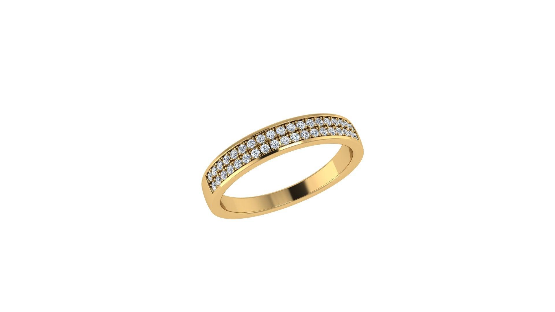 Half Eternity Rose Gold Ring 2 Row Diamonds - Thenetjeweler