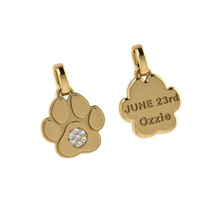 Paw Pendant with Diamonds 14K Gold - Thenetjeweler