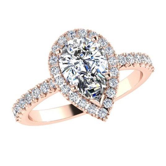 Pear Halo Diamond Engagement Ring 18K Gold - Thenetjeweler