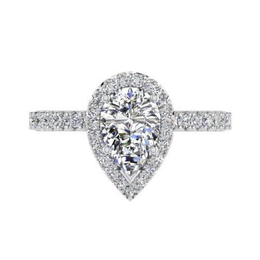 Pear Halo Diamond Engagement Ring 18K Gold - Thenetjeweler