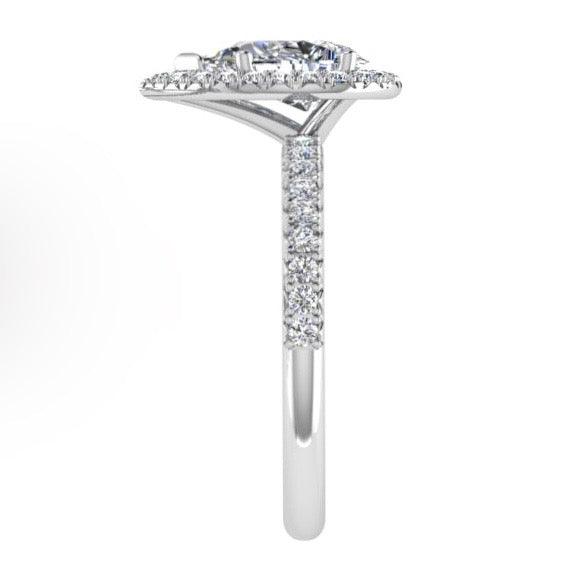 Pear Halo Diamond Engagement Ring 18K Gold - Thenetjeweler