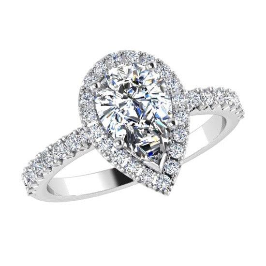 Pear Halo Diamond Engagement Ring 18K Gold - Thenetjeweler