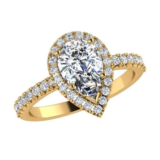 Pear Halo Diamond Engagement Ring 18K Gold - Thenetjeweler