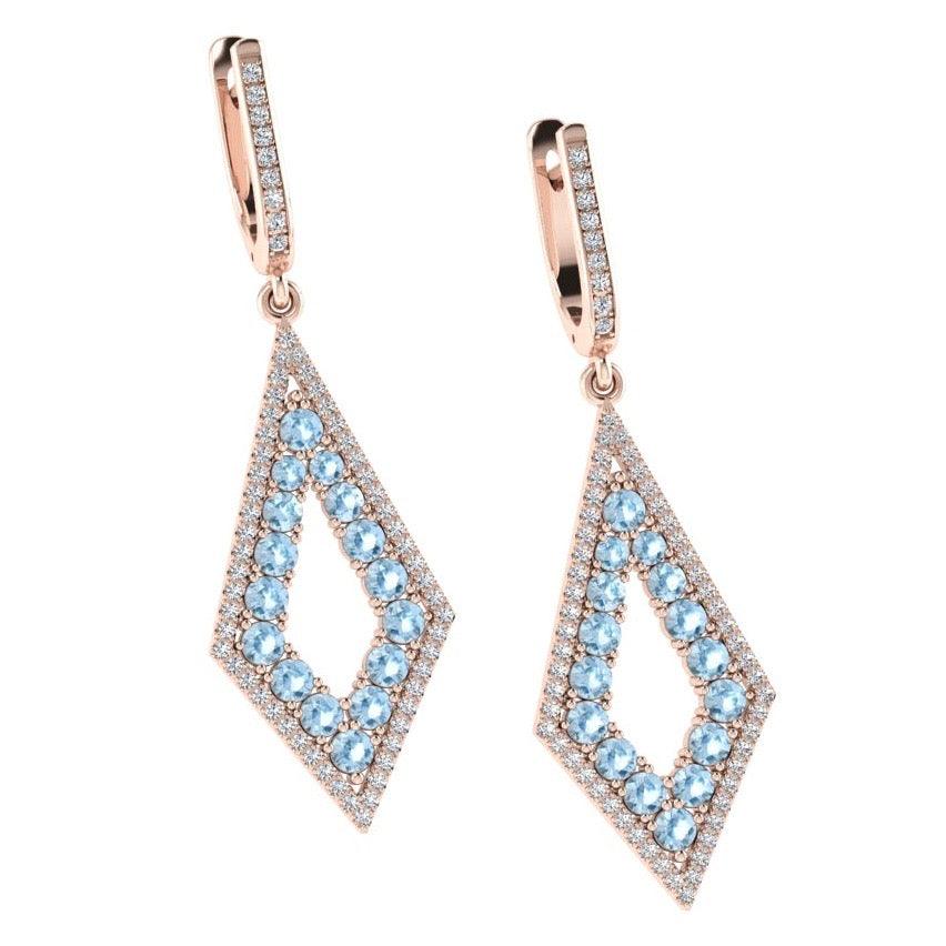 Diamond and Blue Topaz Drop Earrings - Thenetjeweler