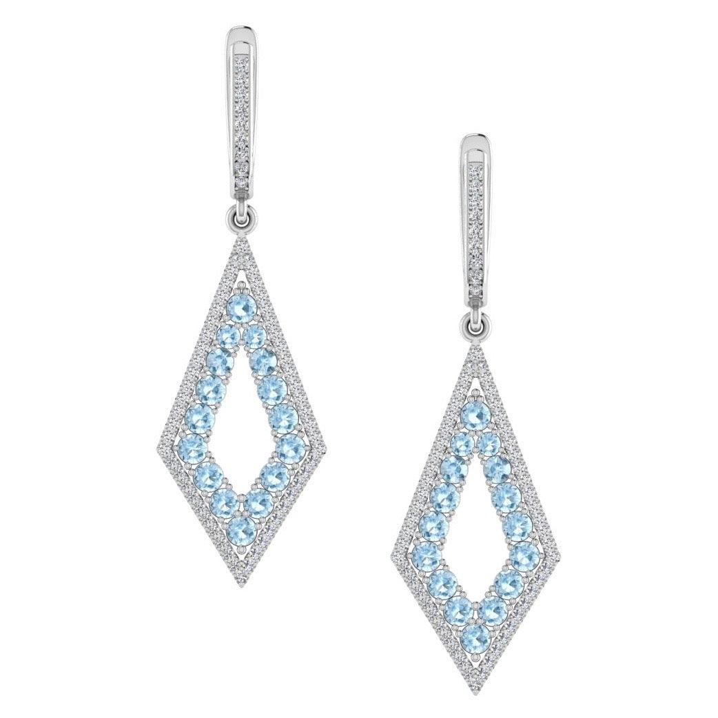 Diamond and Blue Topaz Drop Earrings - Thenetjeweler