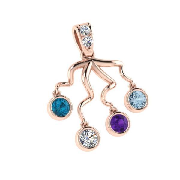 Tree Branch Birthstone Pendant 14K Rose Gold - Thenetjeweler